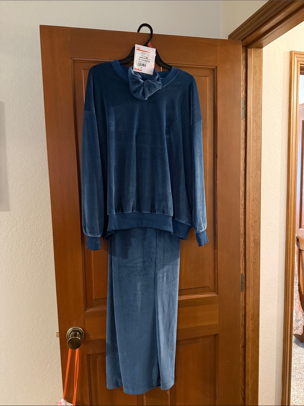 Velour Two-Piece Lounge Set - Deep Teal Blue Women's Pajamas